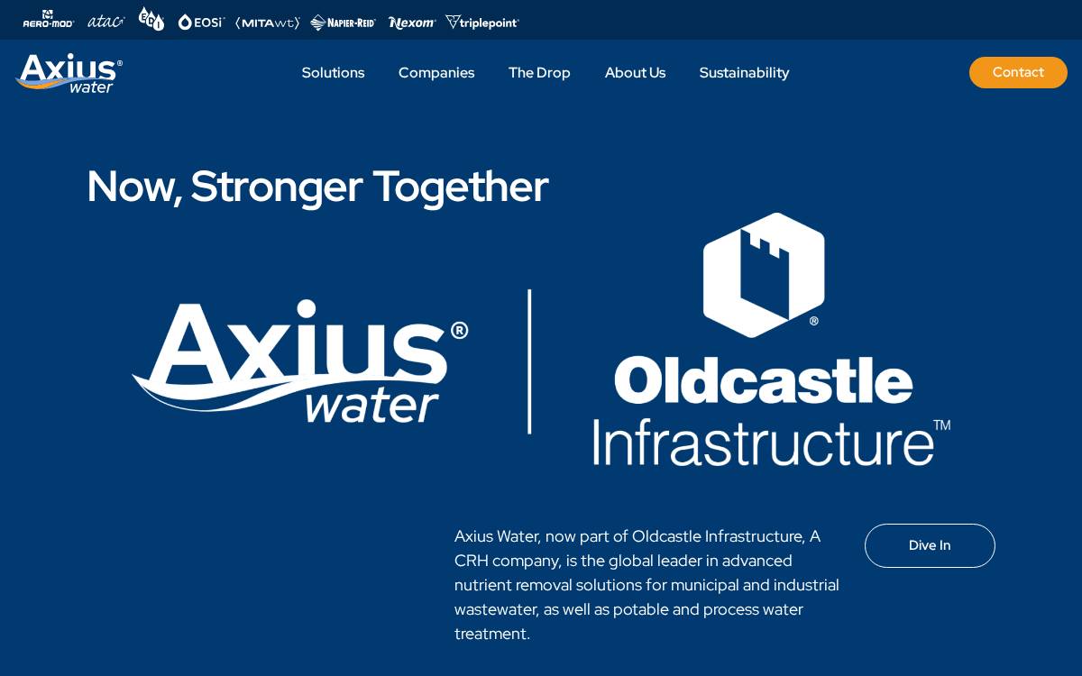 Axius Water website preview