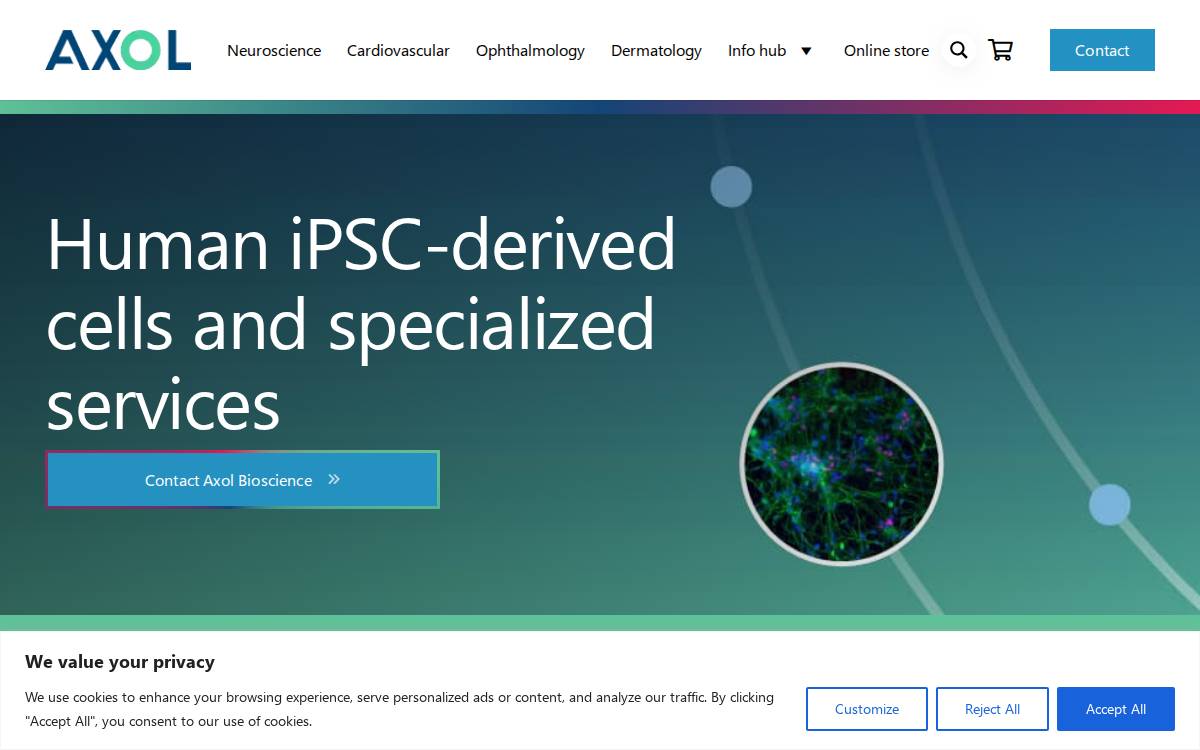 Axol Bioscience - company website preview