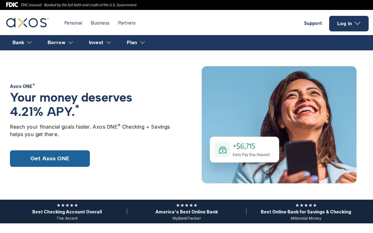 Axos website preview
