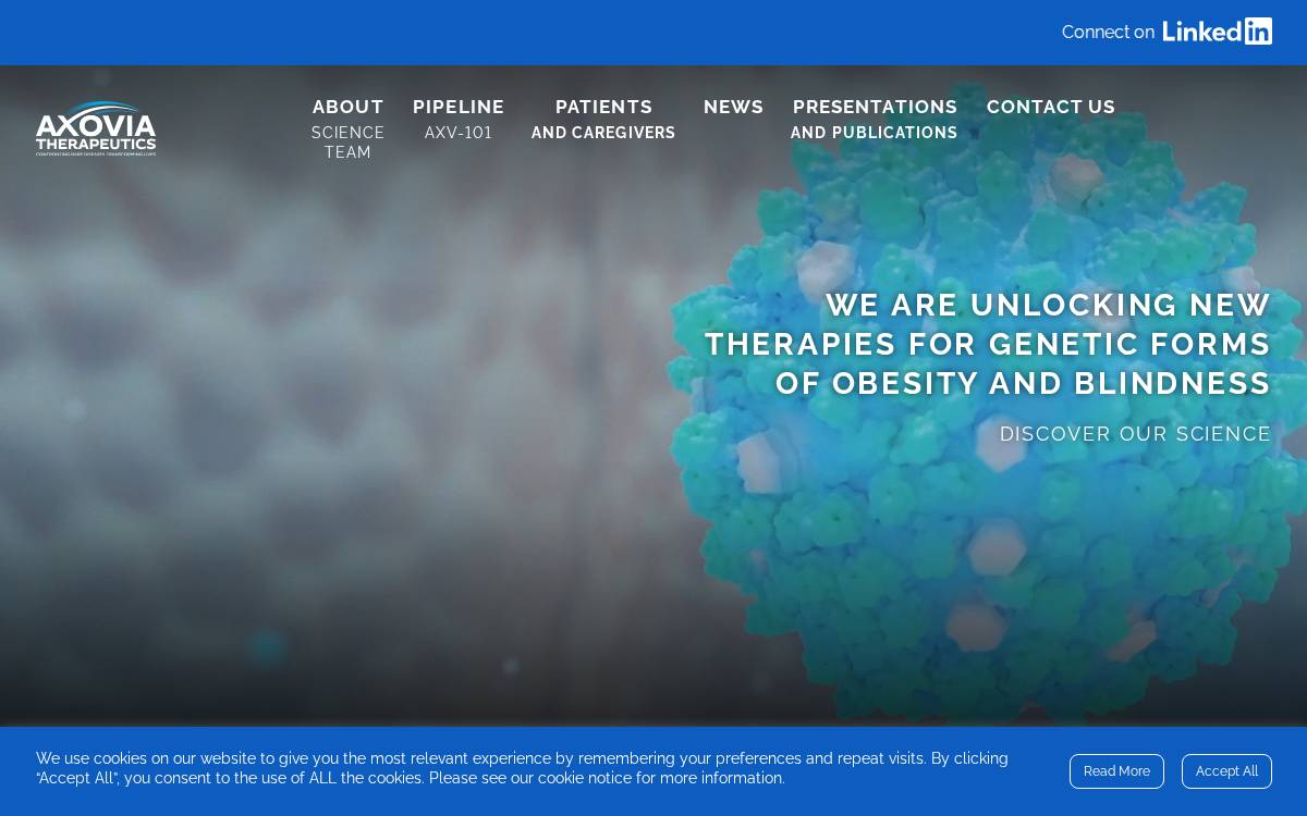 Axovia Therapeutics website preview