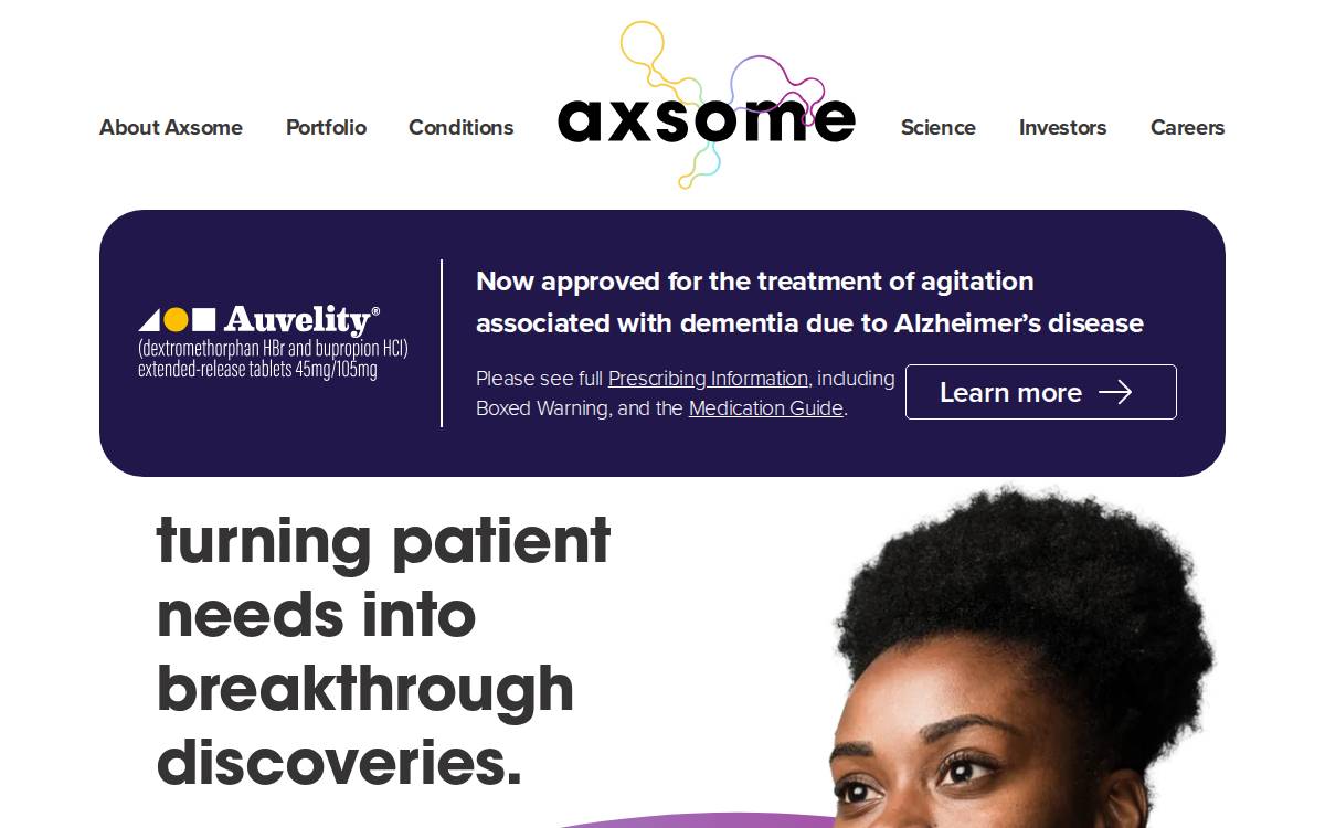 Axsome Therapeutics website preview
