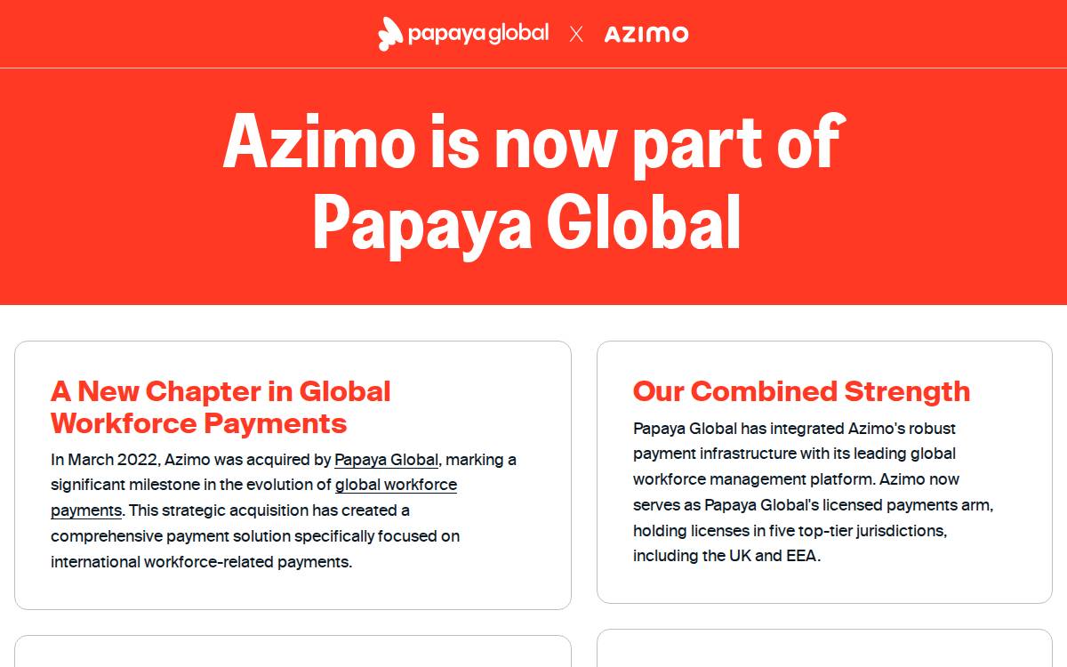 Azimo website preview
