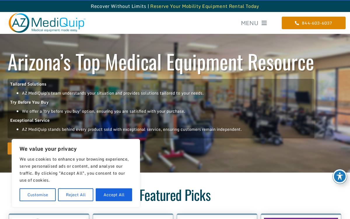 Azmediquip website preview