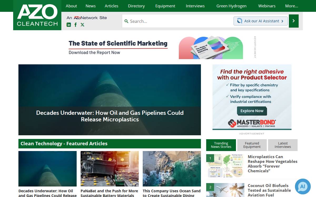 Azocleantech website preview