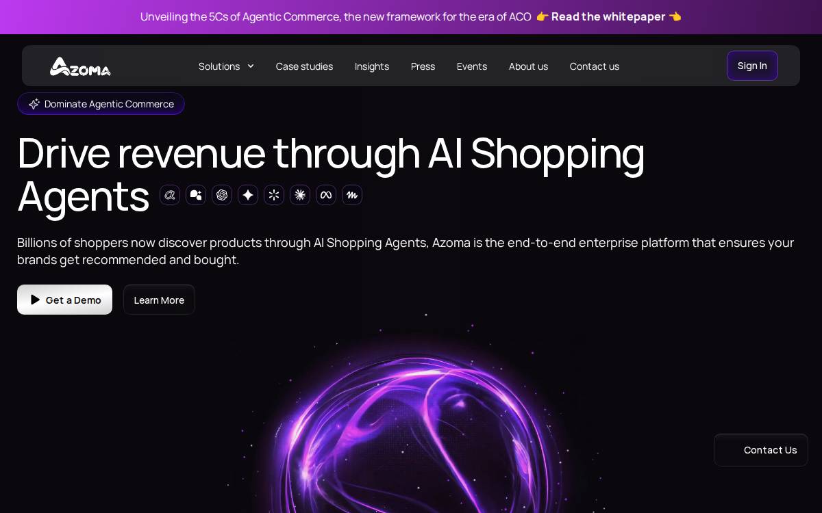 Azoma website preview