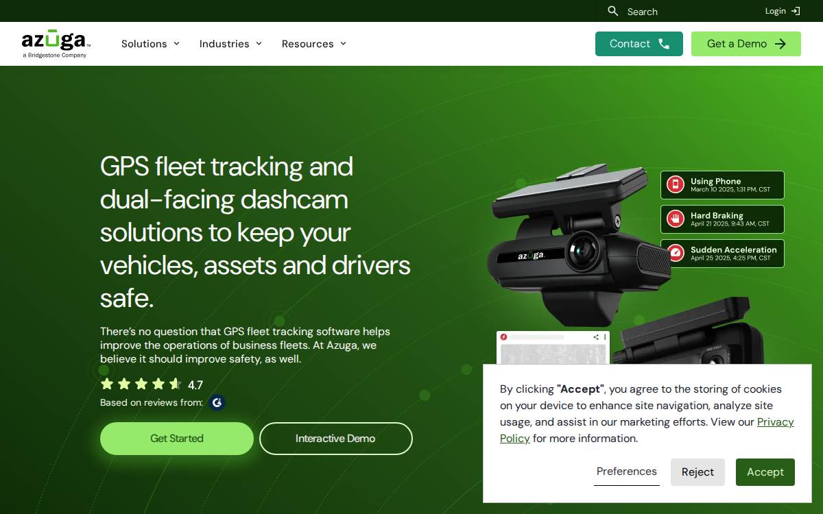 Azuga website preview
