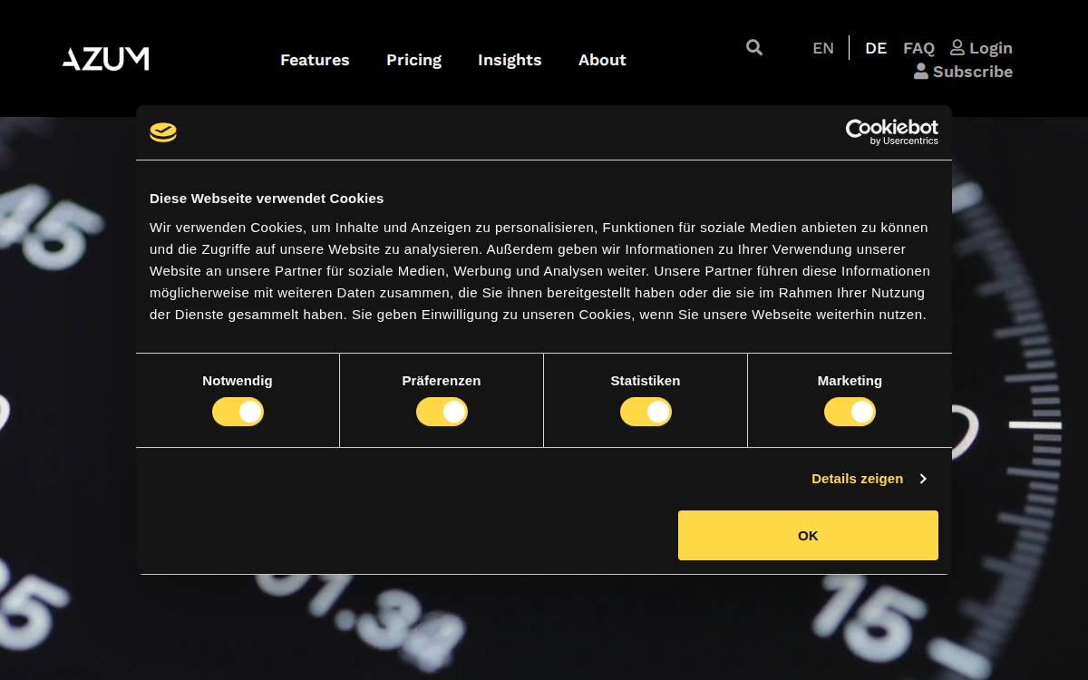 Azum website preview