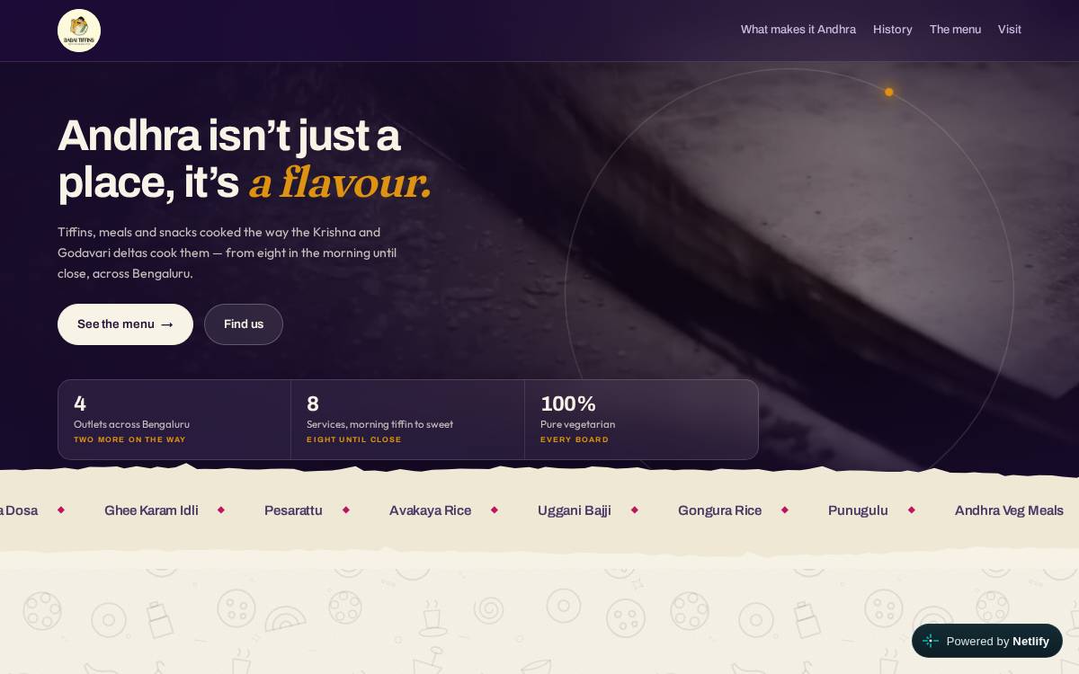 Babai Tiffins website preview