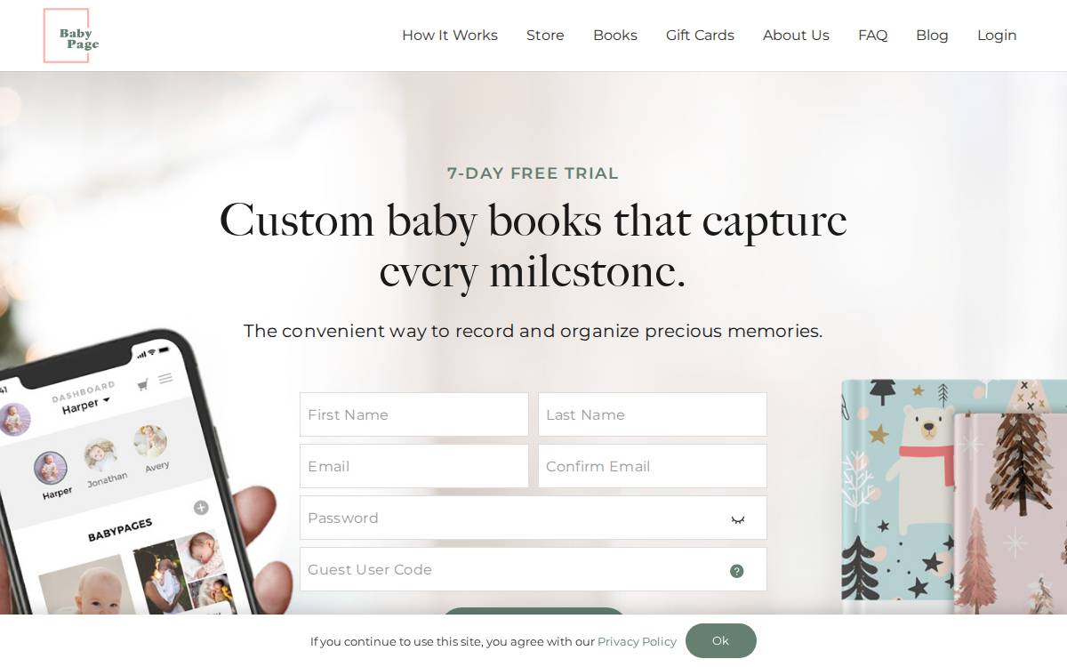 BabyPage website preview