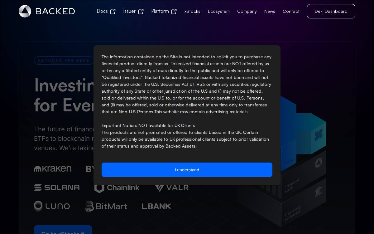 Backed website preview