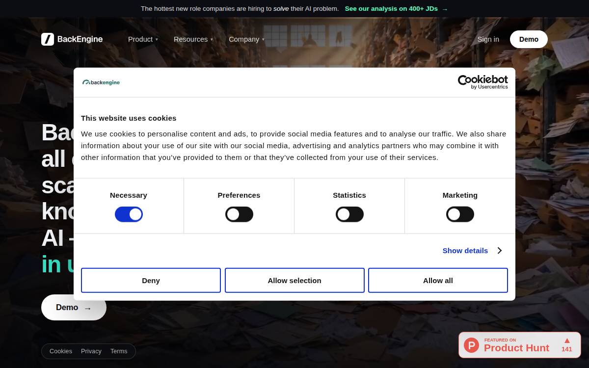 Backengine website preview