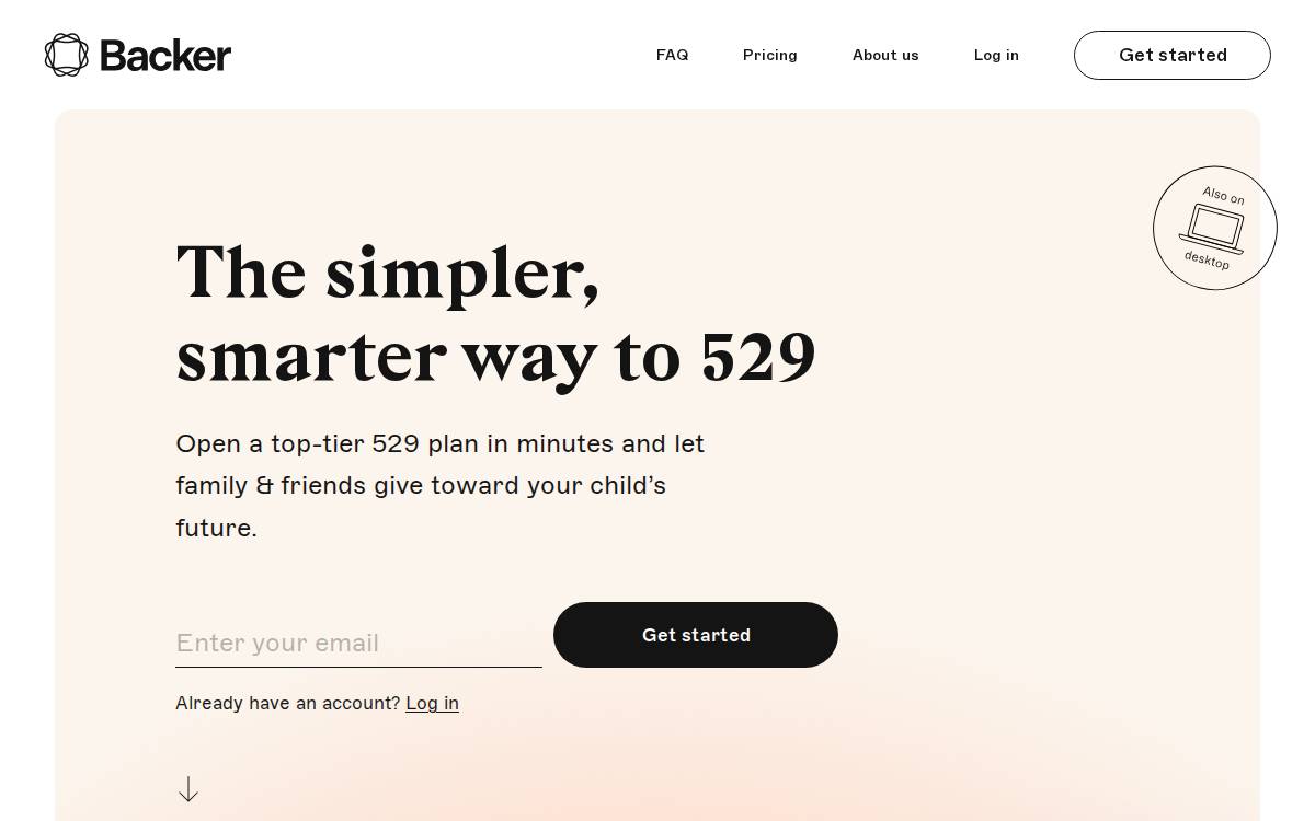 Backer website preview