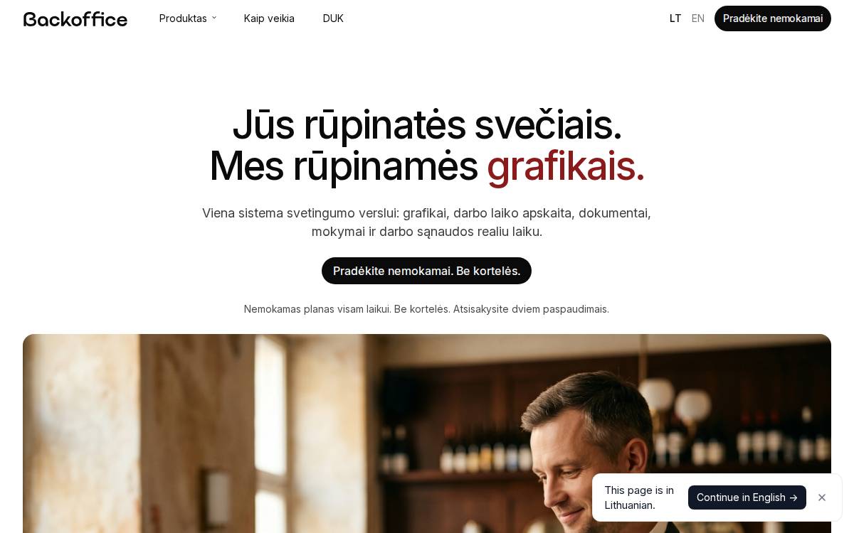 Backoffice website preview