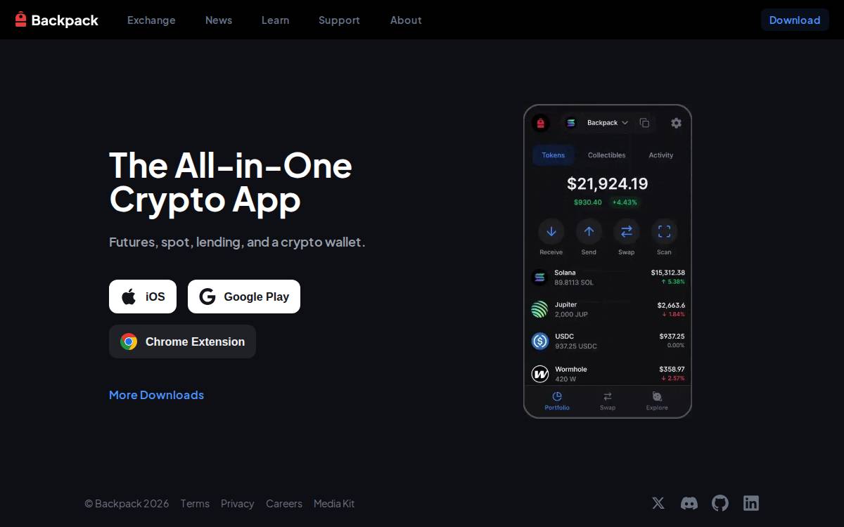 Backpack website preview