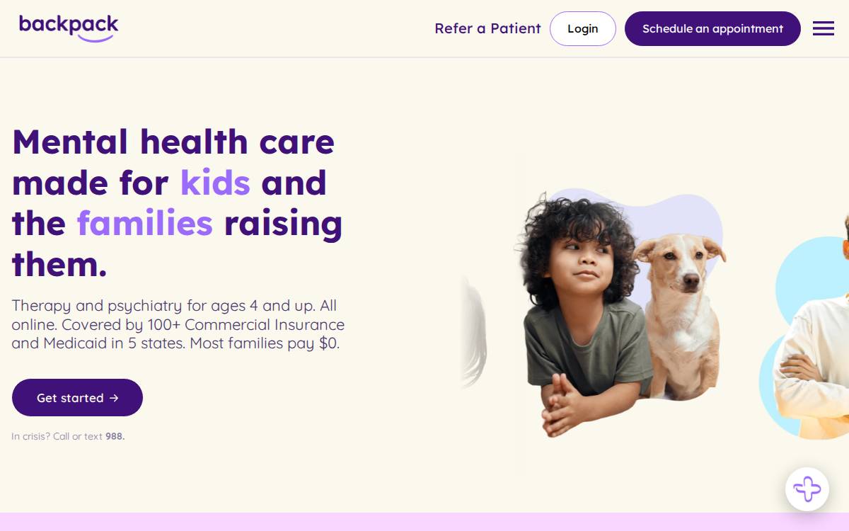 Backpack Healthcare website preview