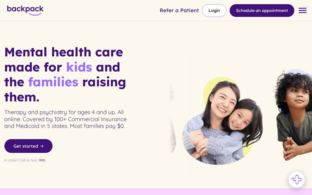 Backpack Healthcare website preview