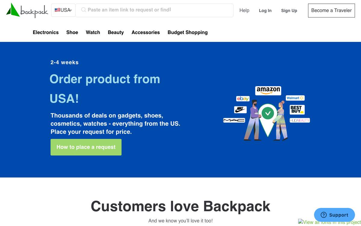 Backpack website preview