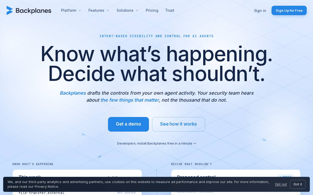 Backplanes website preview