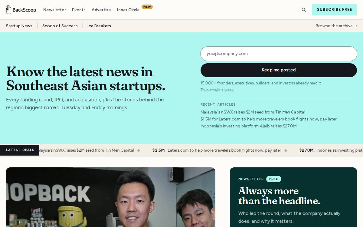 backscoop website preview