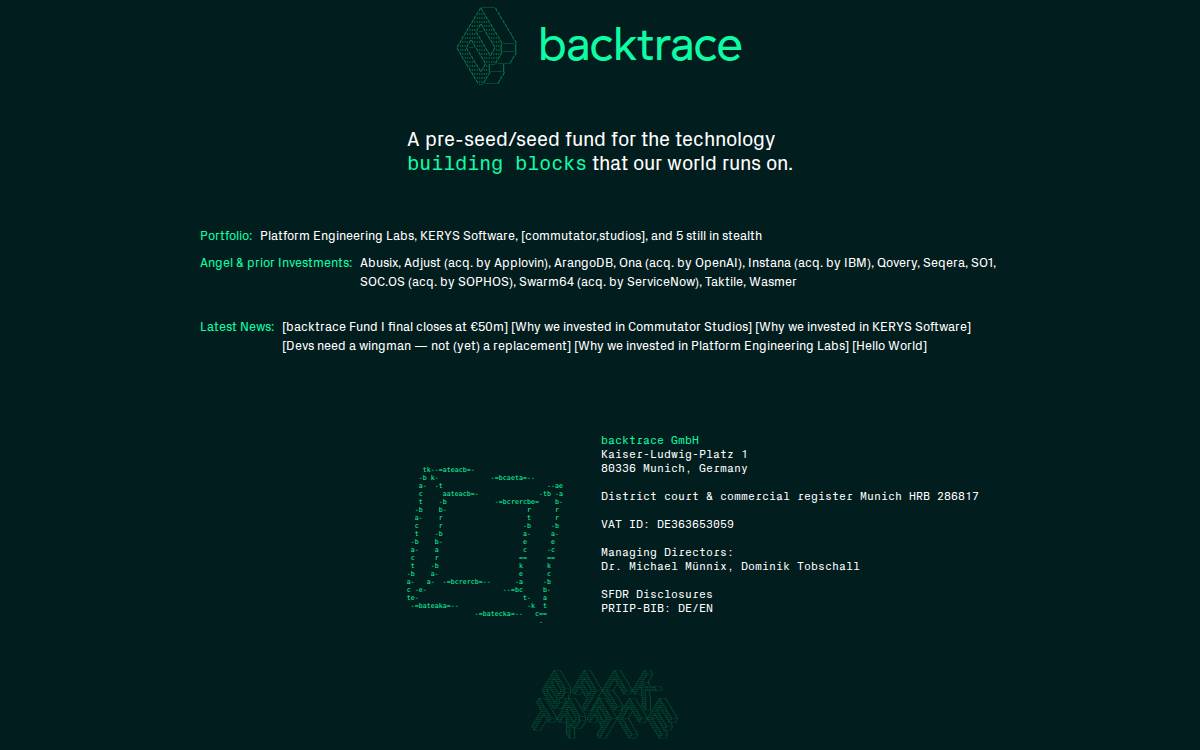 Backtrace Capital website preview
