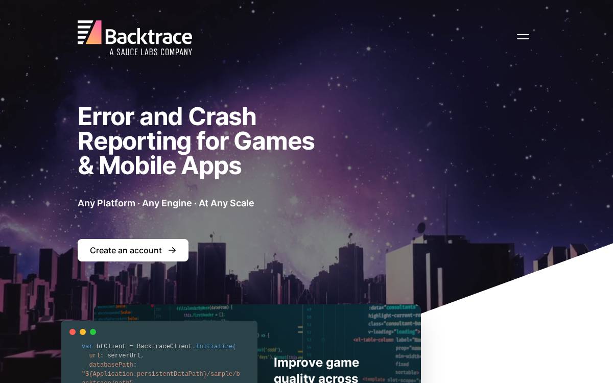Backtrace I/O website preview
