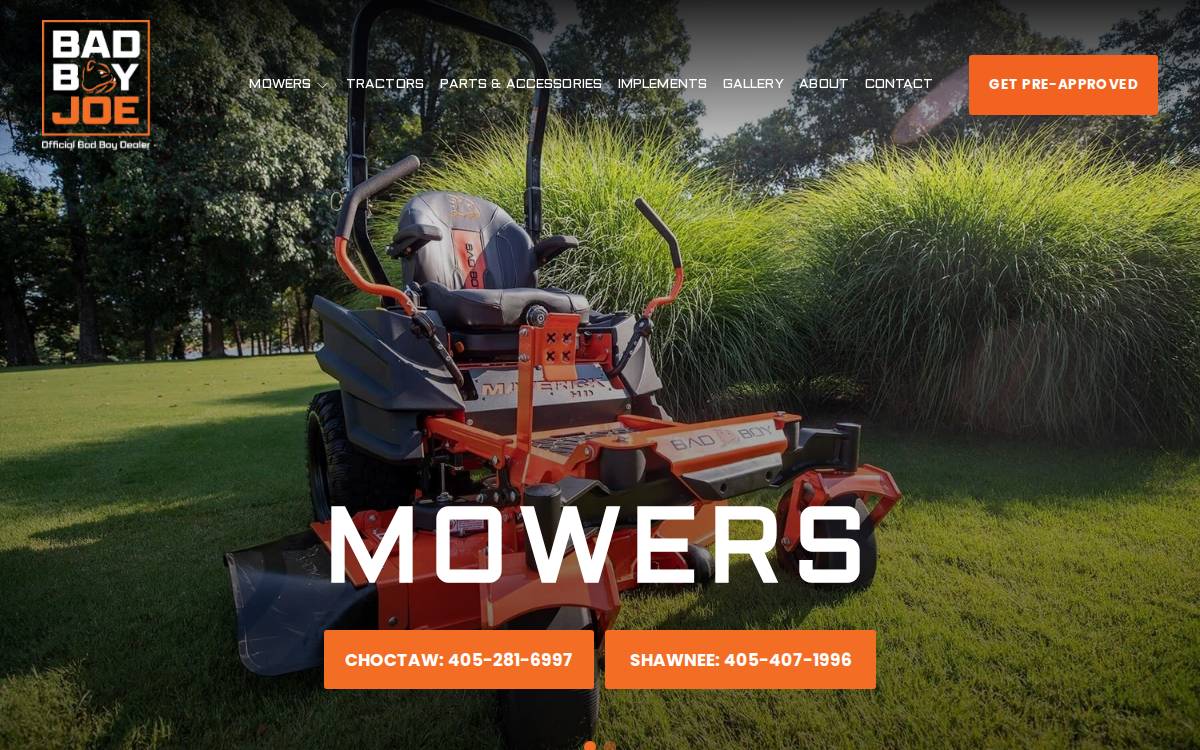 Bad Boy Mowers website preview