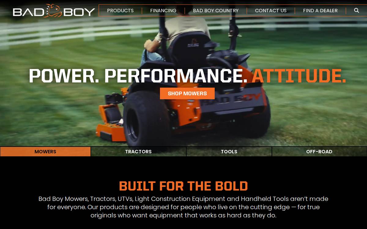 Bad Boy Mowers website preview