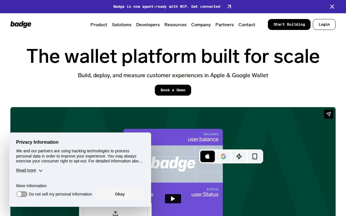 Badge website preview