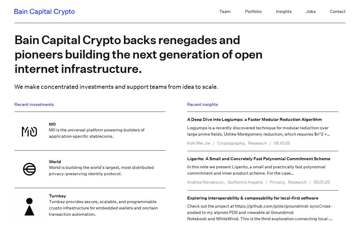 Bain Capital Crypto website preview