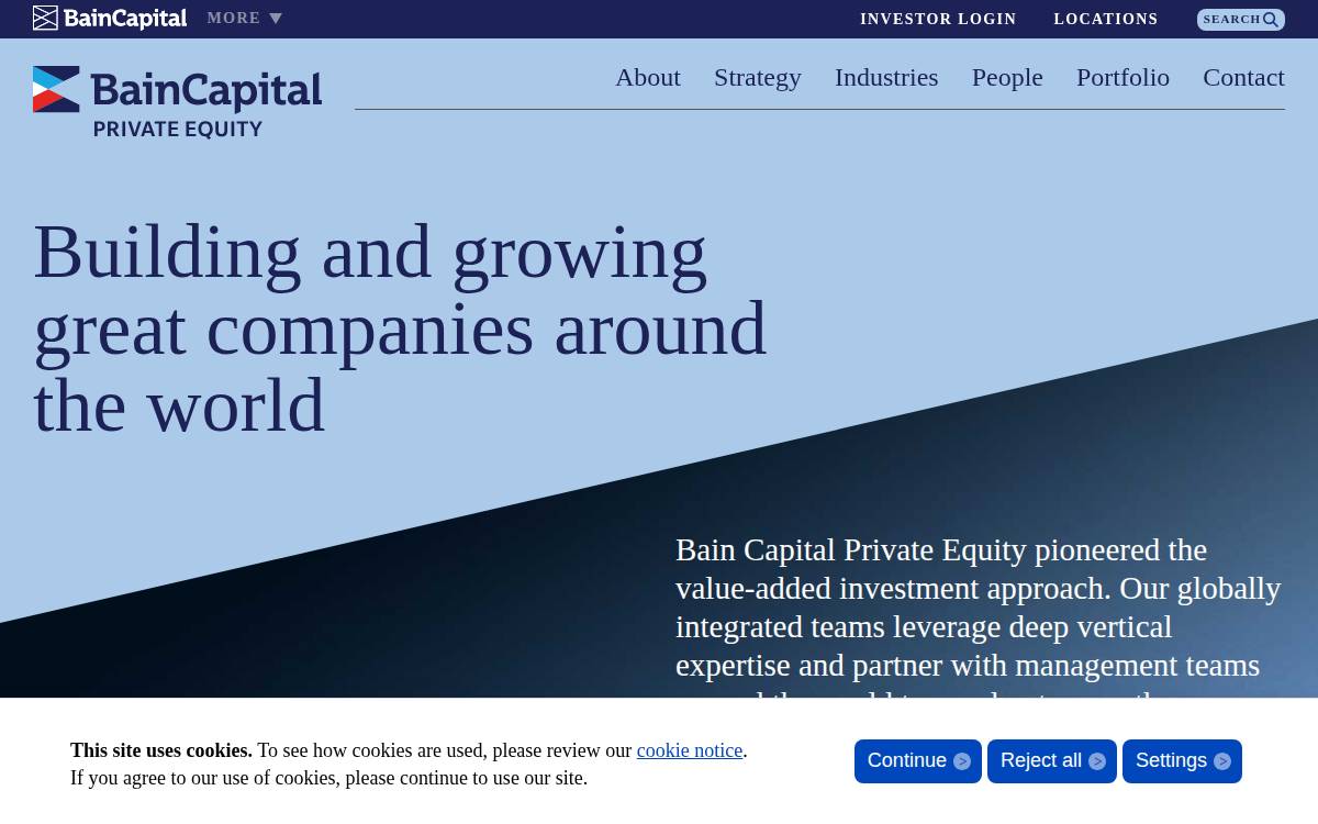 Bain Capital Private Equity website preview