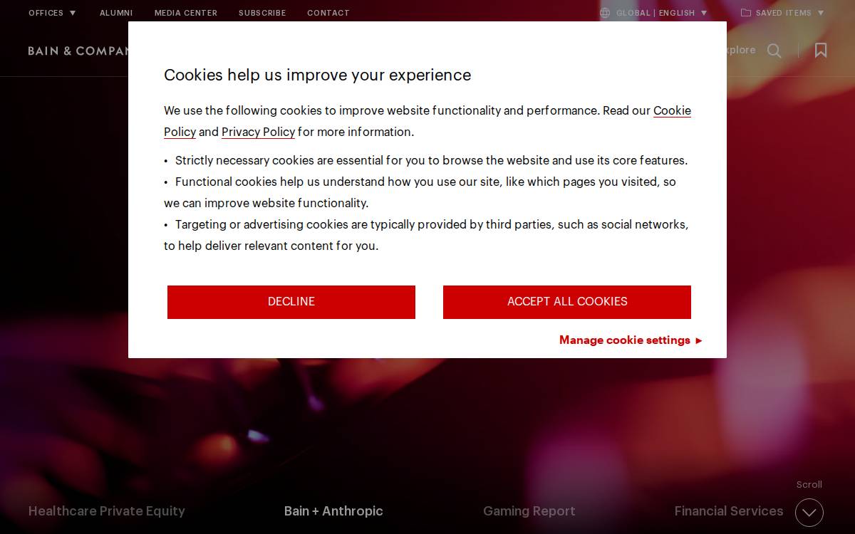 Bain website preview