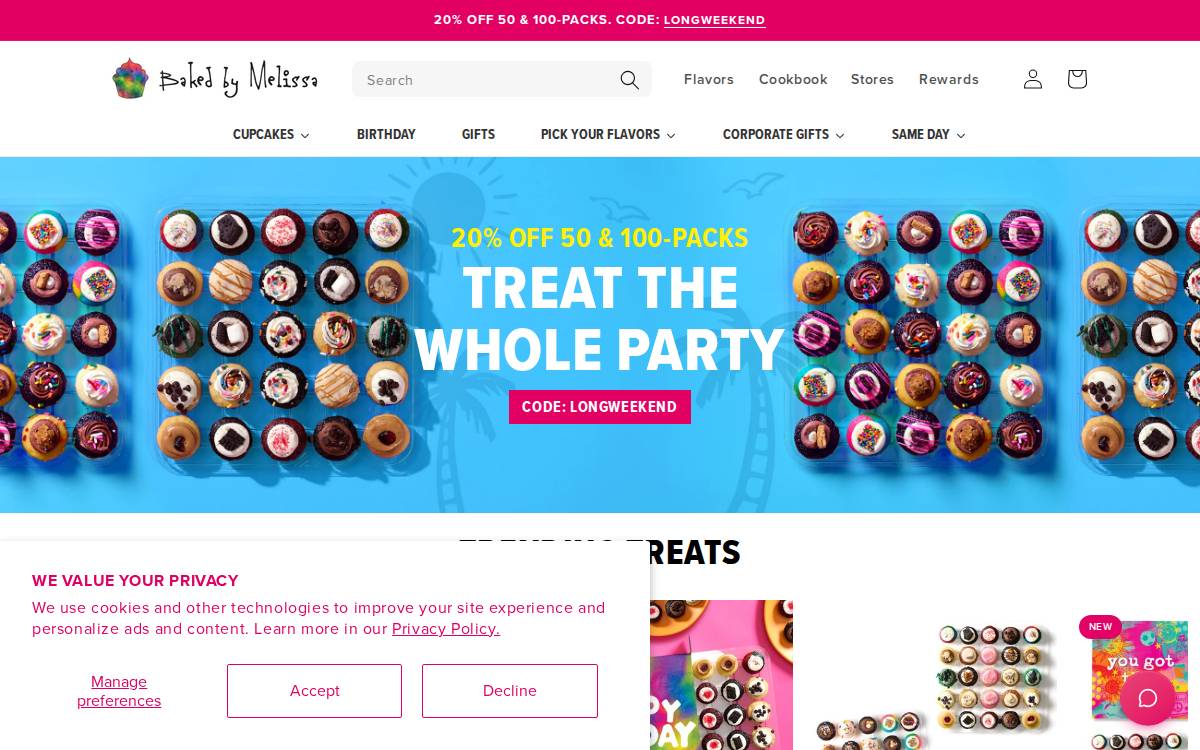 Baked by Melissa website preview