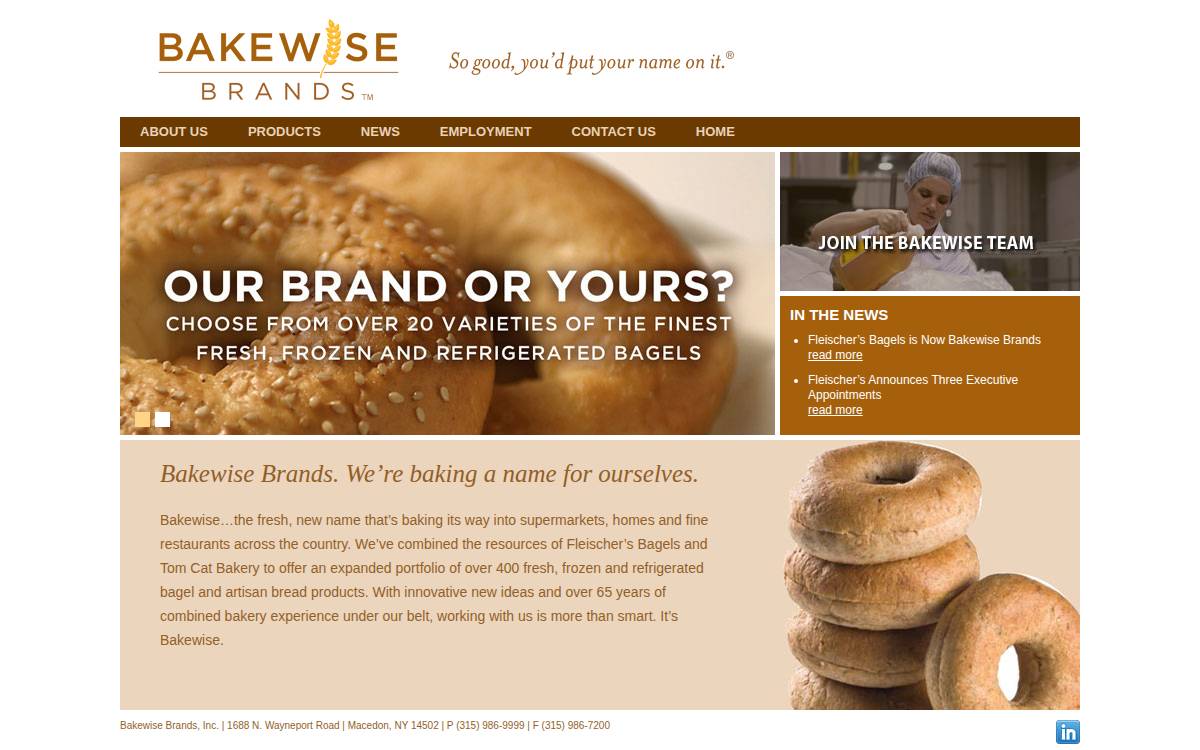 Bakewisebrands website preview