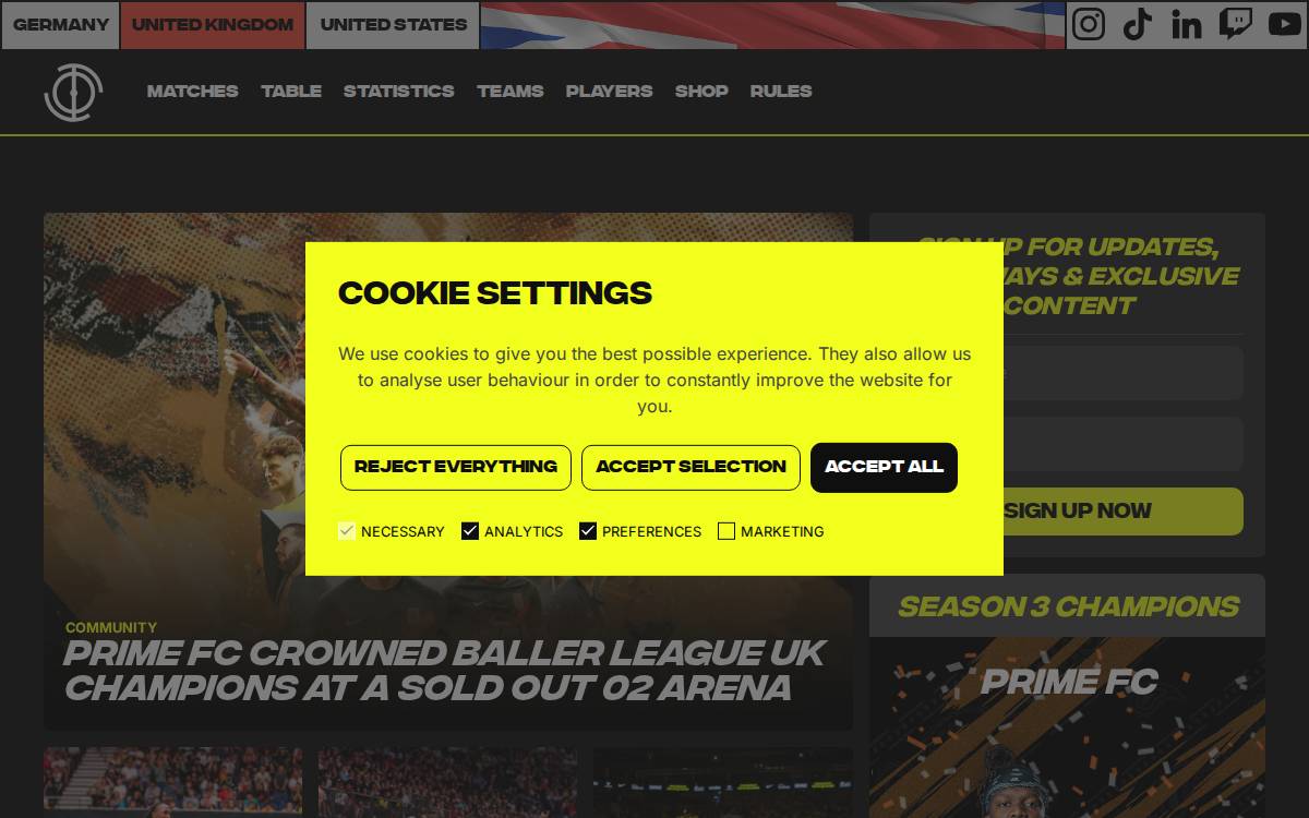 Baller League website preview