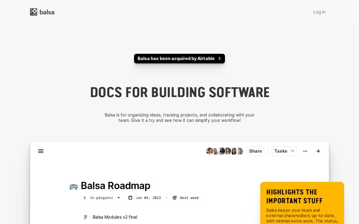 Balsa website preview