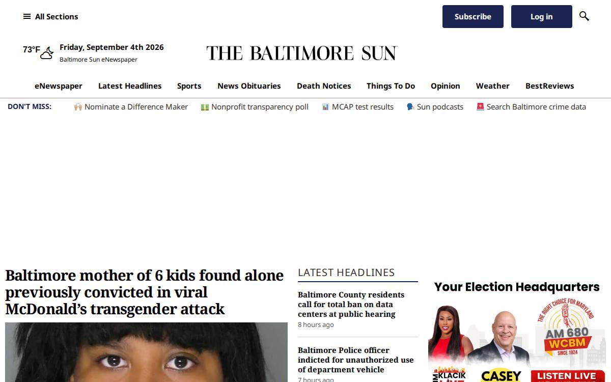 Baltimoresun website preview
