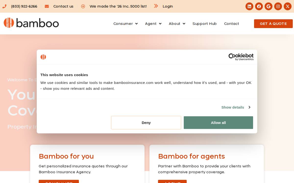 Bamboo Insurance website preview