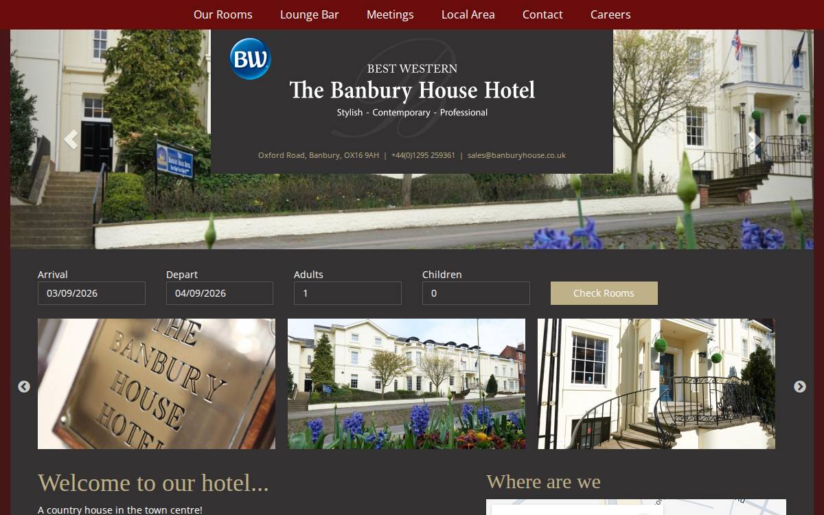 Banbury House Hotel website preview
