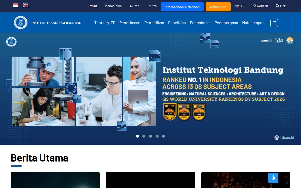 Bandung Institute of Technology website preview