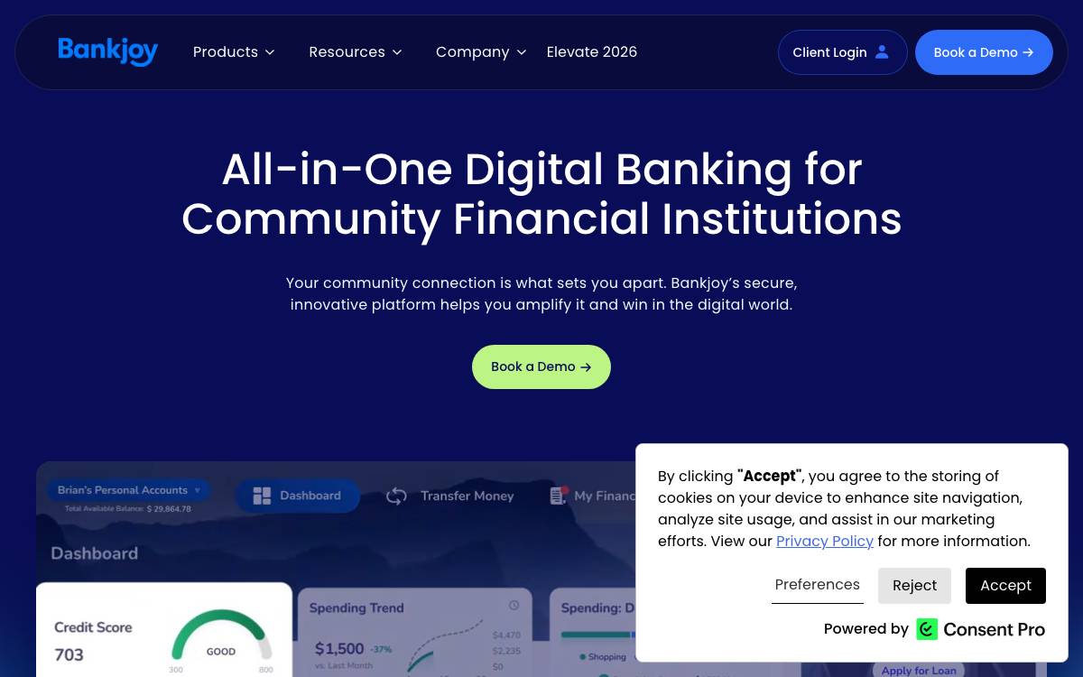 Bankjoy website preview