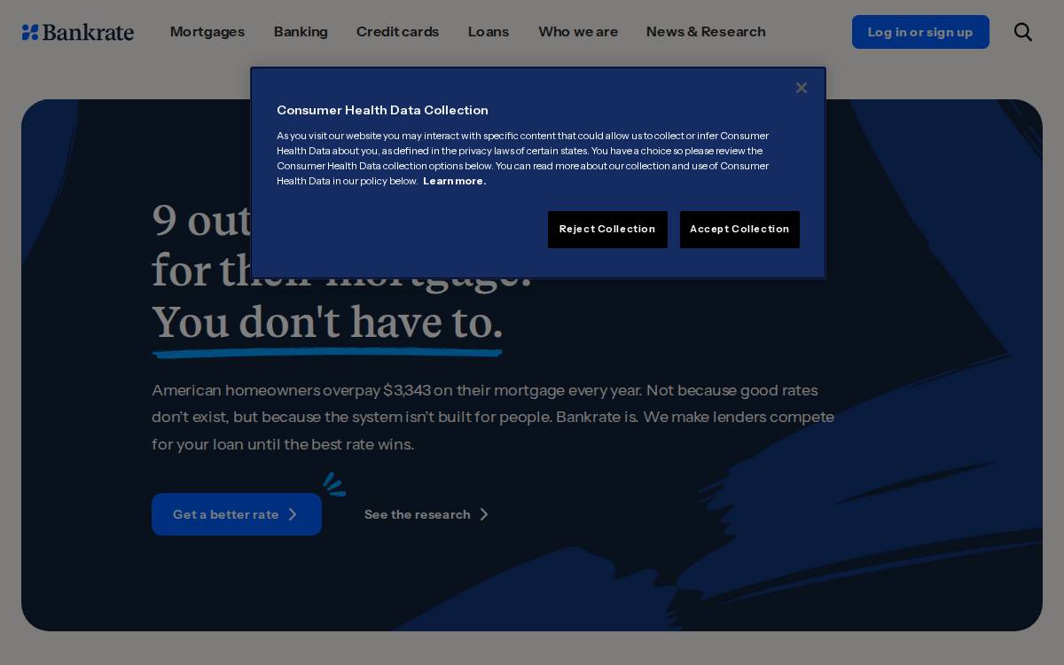 Bankrate website preview