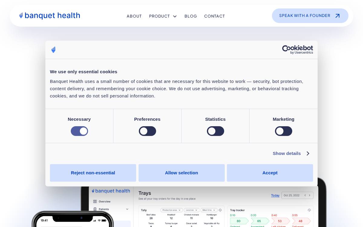 Banquet Health website preview