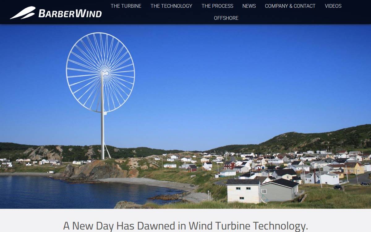 BarberWind Turbines website preview