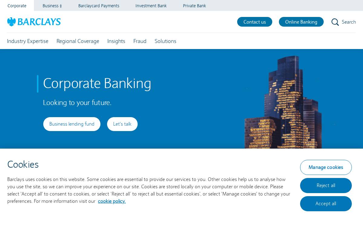 Barclays Corporate website preview