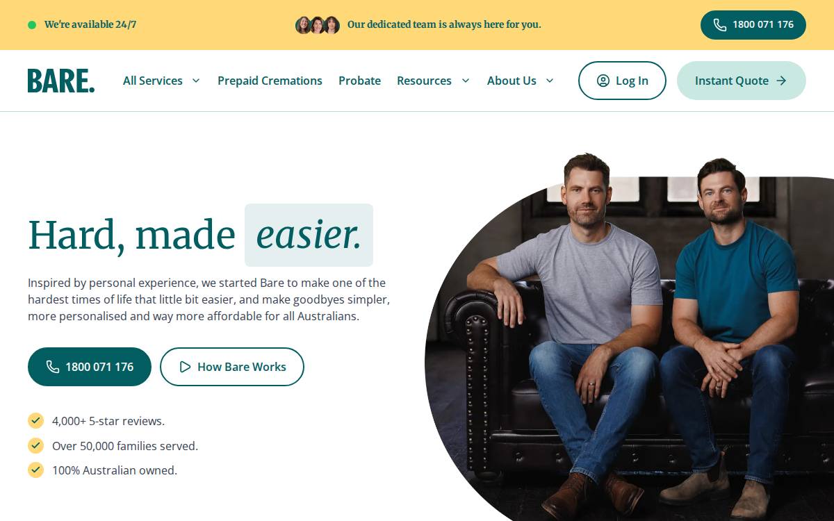 Bare website preview