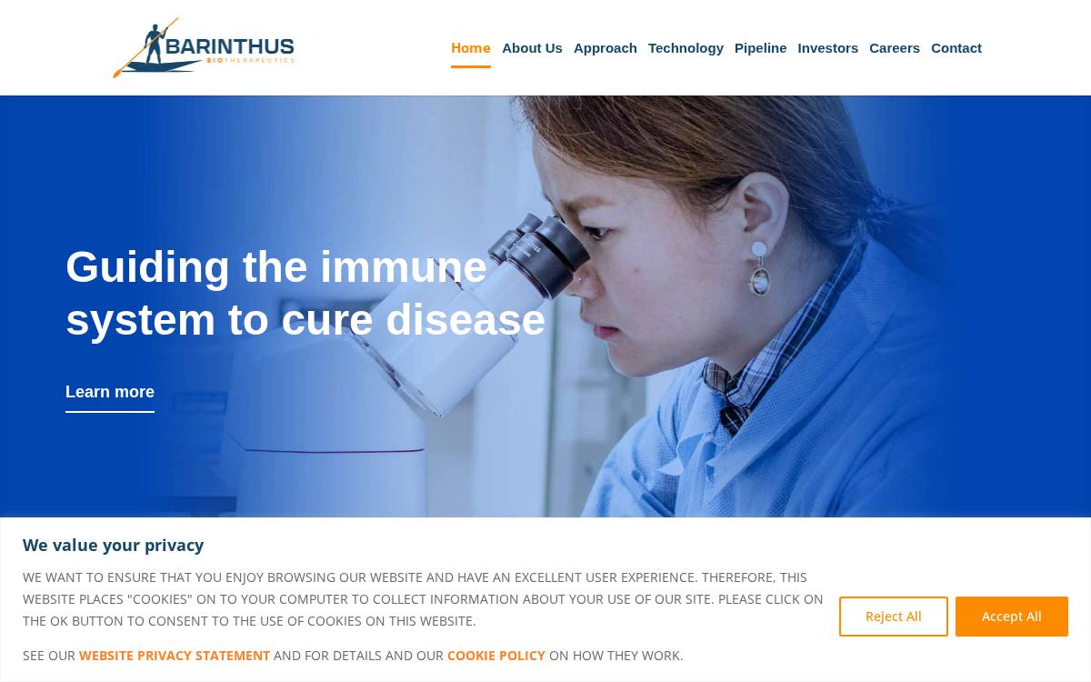Barinthusbio website preview