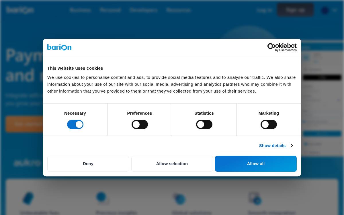 Barion website preview