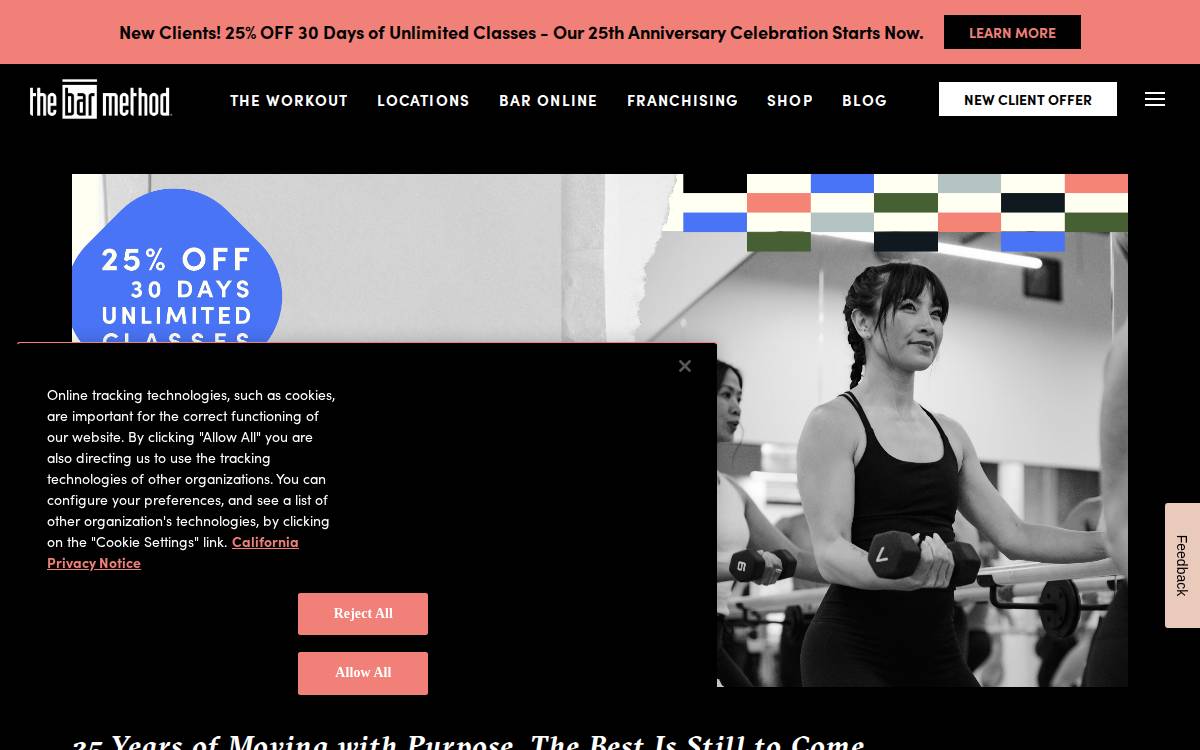 Barmethod website preview