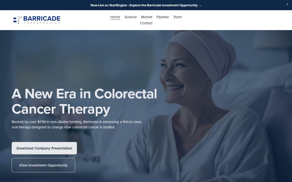 Barricade Therapeutics website preview