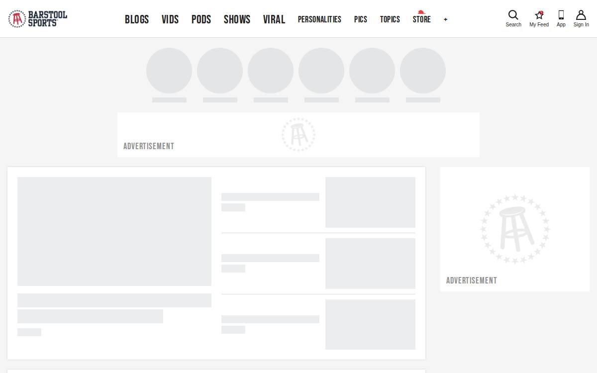 Barstool Sports website preview